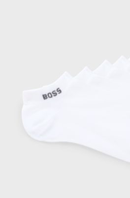 Five-pack of ankle-length socks with logo details, White