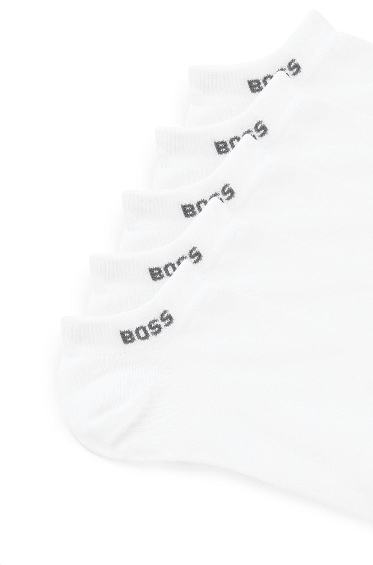 Five-pack of ankle-length socks with logo details, White