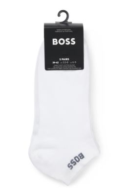 Five-pack of ankle-length socks with logo details, White