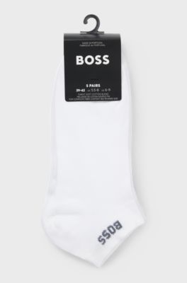 Five-pack of ankle-length socks with logo details, White