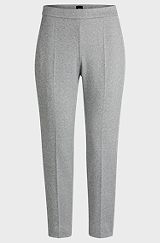 Regular-fit cropped trousers in herringbone jersey, Light Grey