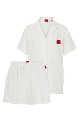 Regular-fit pyjamas with red logo labels, White