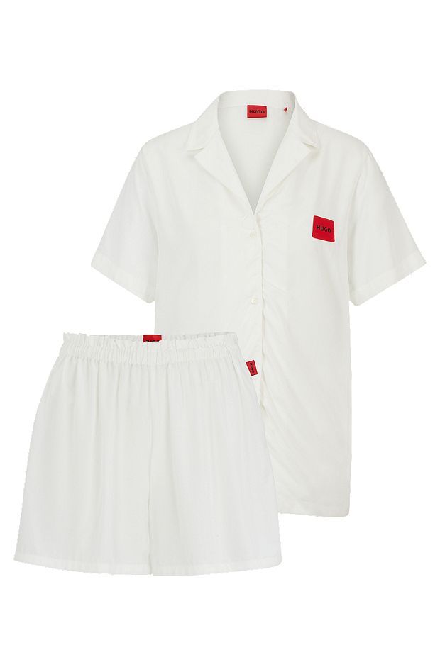 Regular-fit pyjamas with red logo labels, White