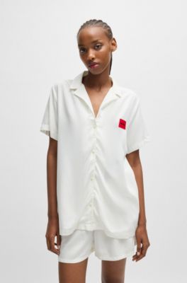 Regular-fit pyjamas with red logo labels, White