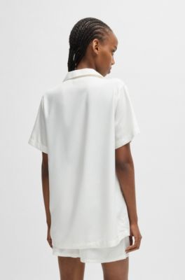 Regular-fit pyjamas with red logo labels, White