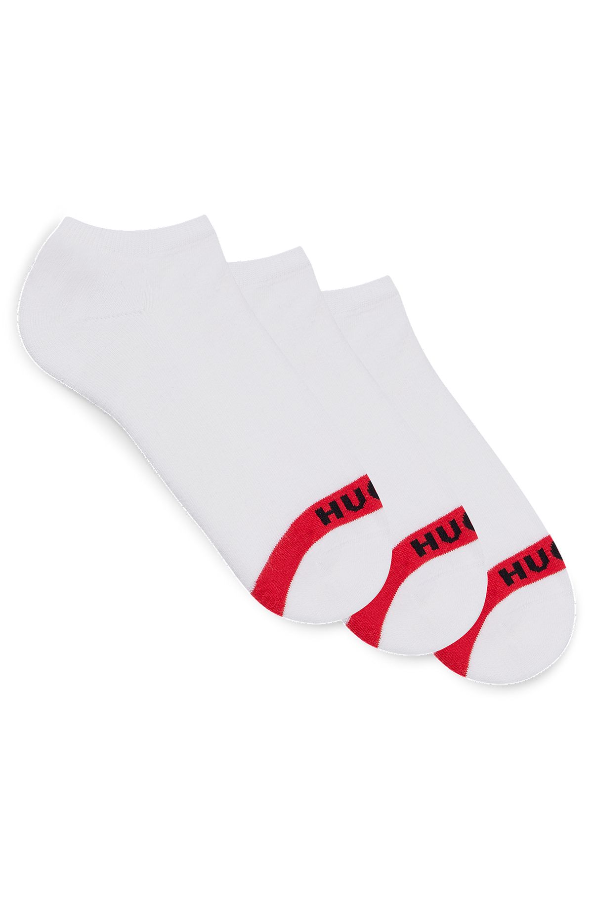 Set van drie paar onzichtbare sokken met logodetails, Wit