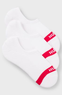Three-pack of invisible socks with logos, White