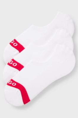 Three-pack of invisible socks with logos, White