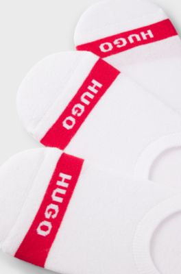 Three-pack of invisible socks with logos, White