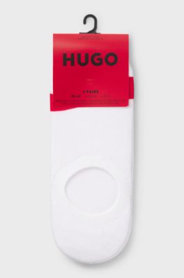 Three-pack of invisible socks with logos, White