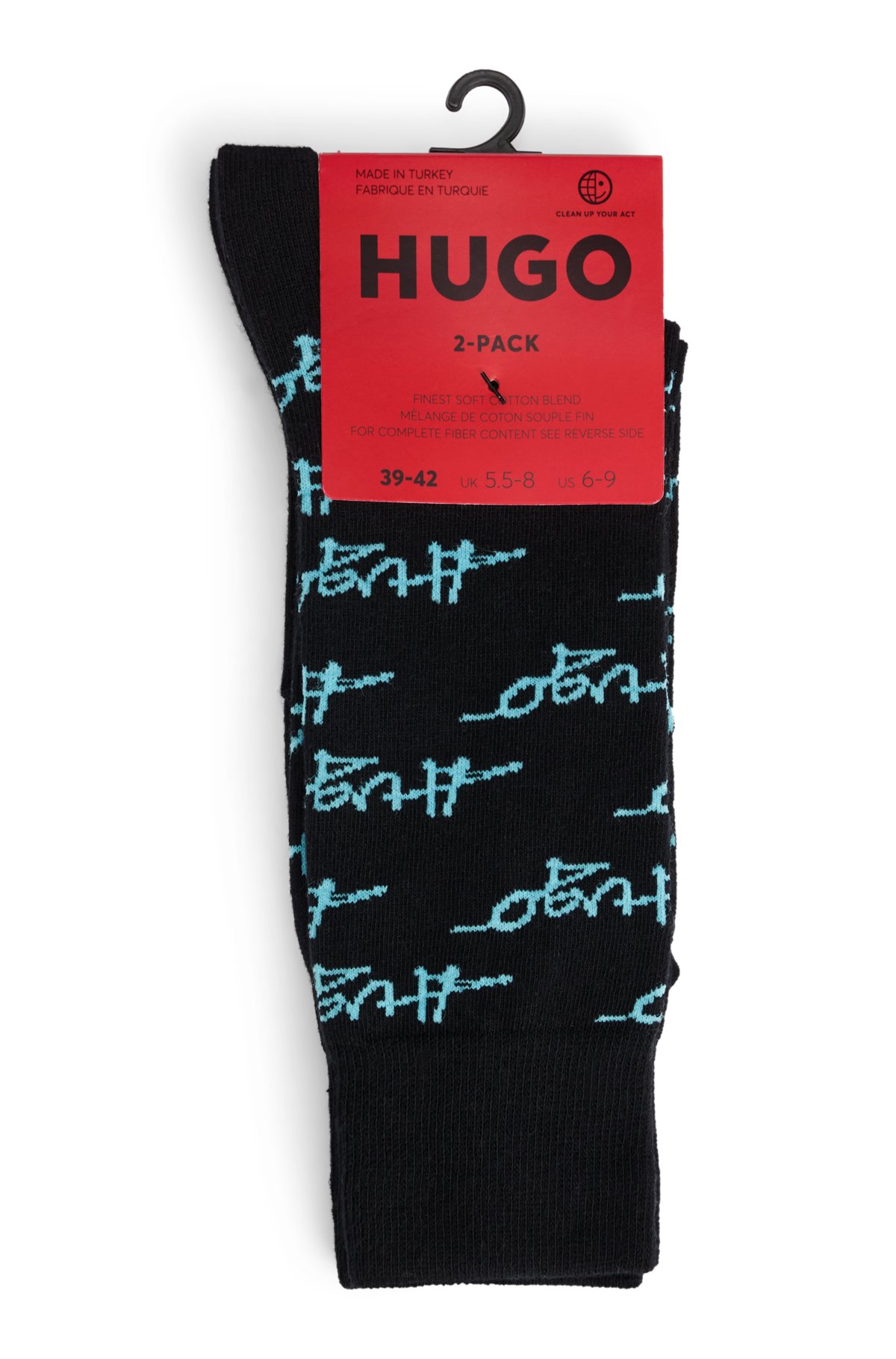 Two-pack of socks in a cotton blend, Black
