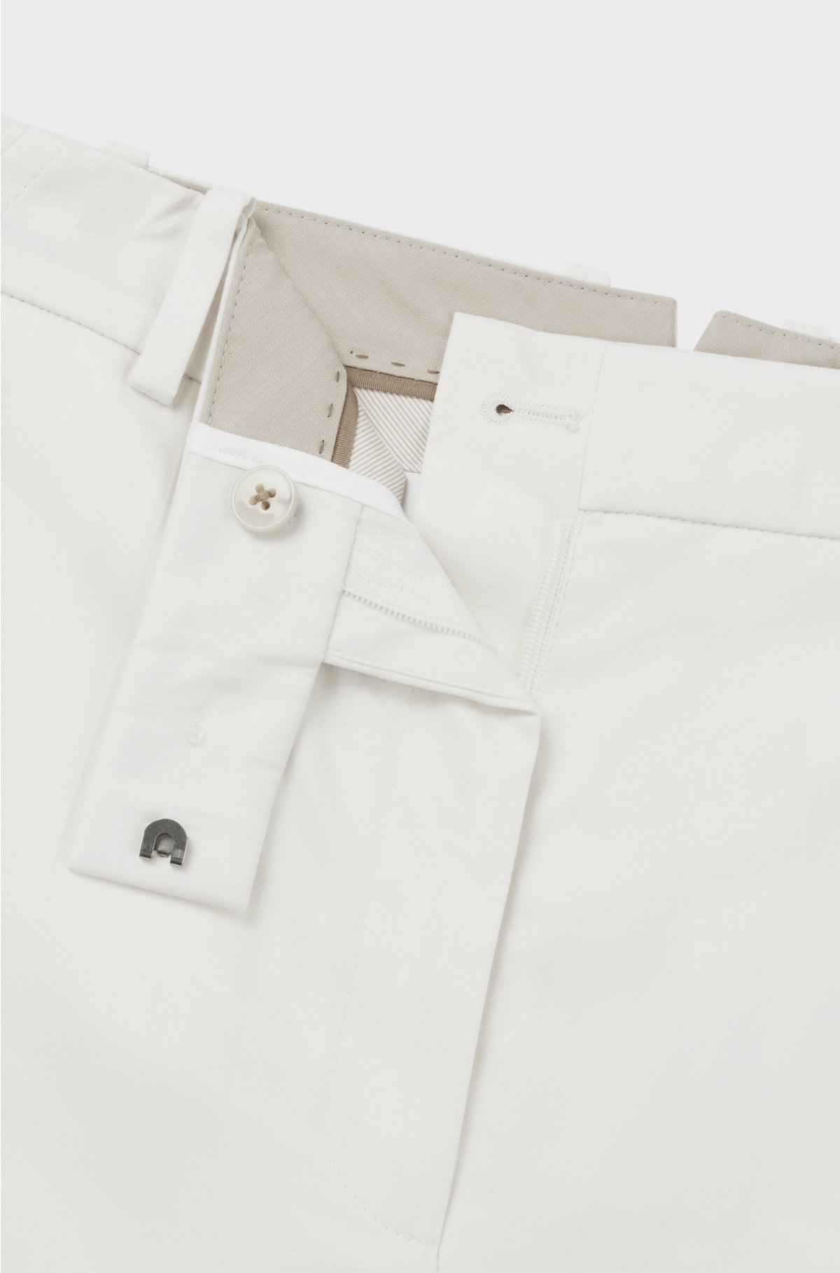 Regular-fit trousers in cotton, silk and stretch, White