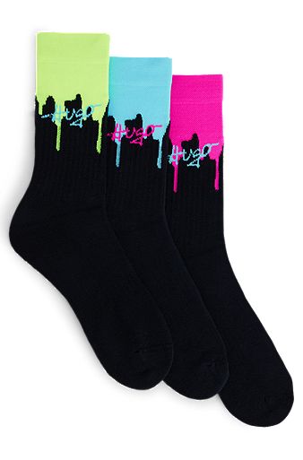 Three-pack of short socks with seasonal logo artwork, Dark Blue