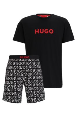 HUGO Damen Pyjama Short Naiani_Cyclist – Aus Recyceltem Polyester, Acetat & Elasthan, Mit Logo-Bund