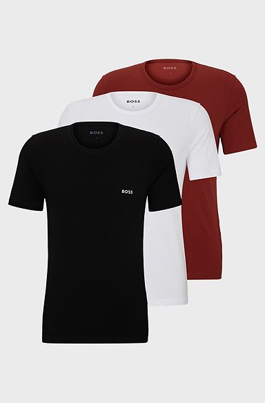 Three-pack of underwear T-shirts in cotton jersey, Black