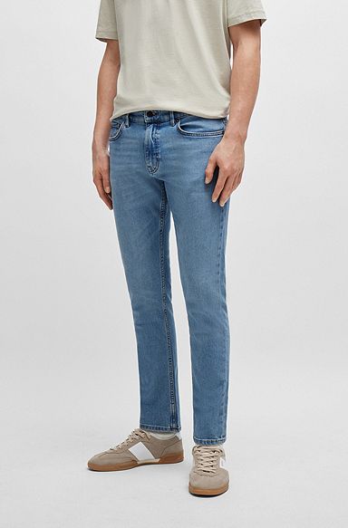 Slim-fit jeans in blue comfort-stretch denim, Light Blue
