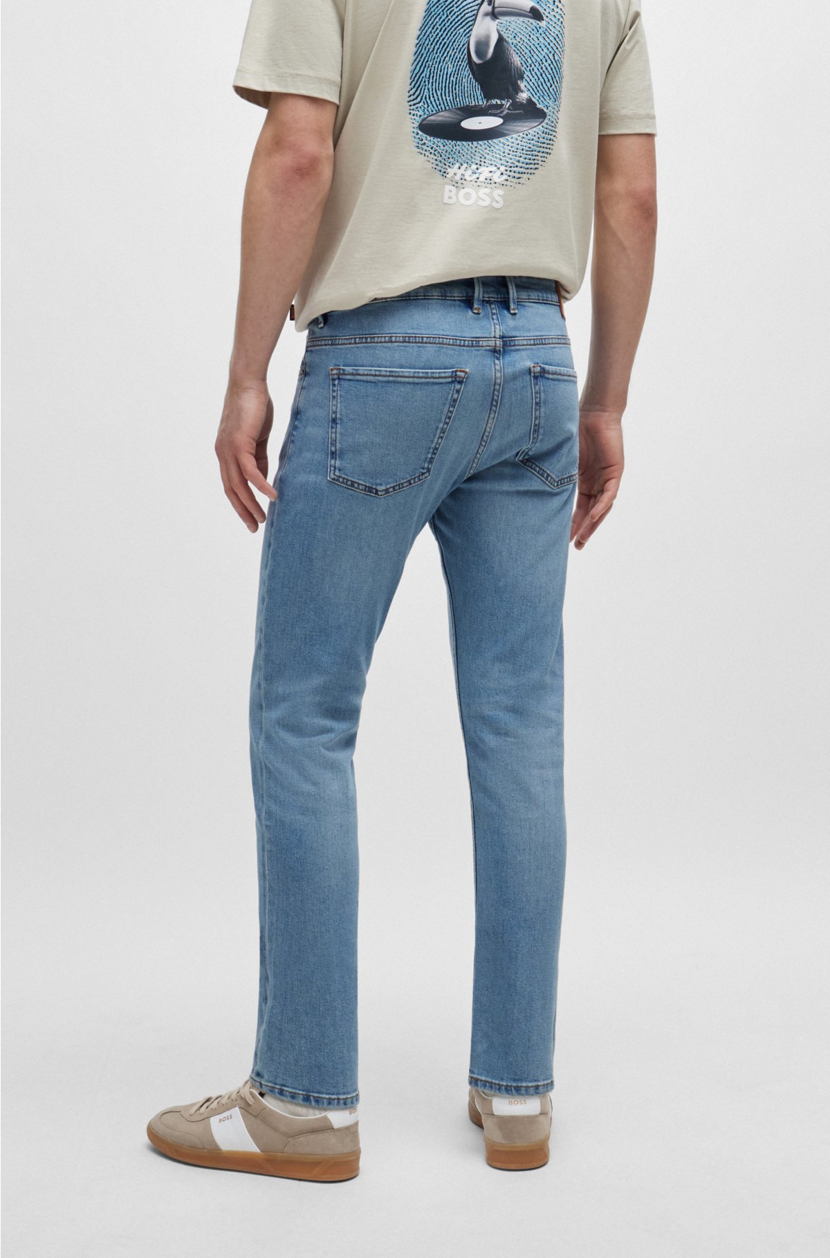Slim-fit jeans in blue comfort-stretch denim, Light Blue