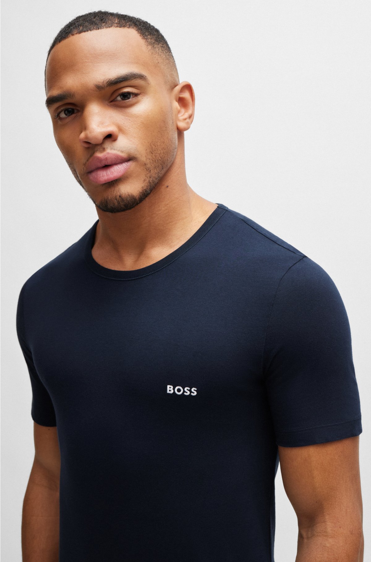 Boss Three Pack Of Underwear T Shirts In Cotton Jersey
