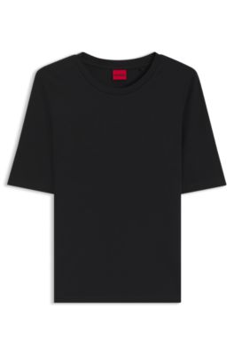 T-shirt slim fit in cotone, modal e tessuto elasticizzato, Nero