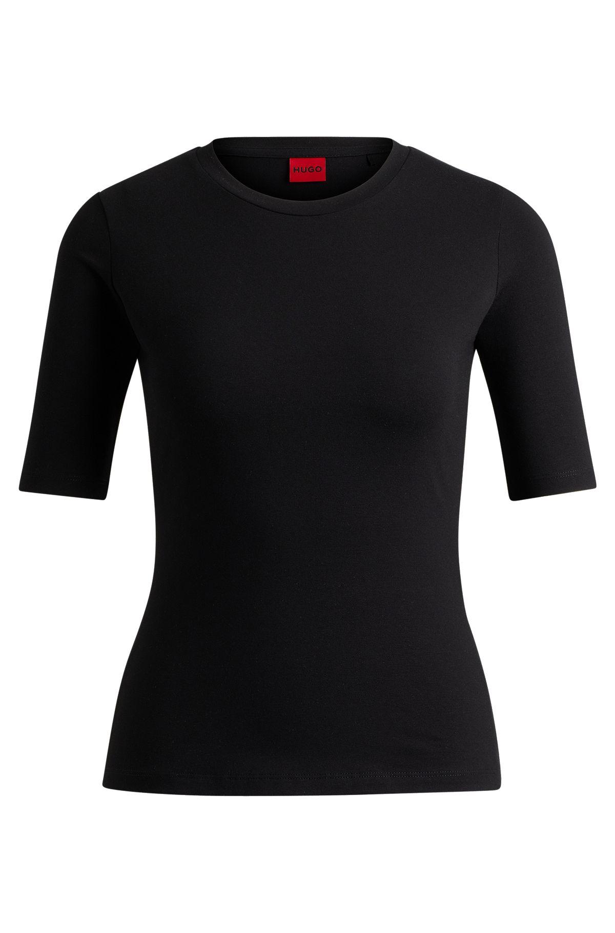 Slim-fit T-shirt in cotton, modal and stretch, Black
