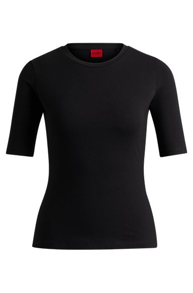 Slim-fit T-shirt in cotton, modal and stretch, Black