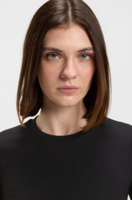 T-shirt slim fit in cotone, modal e tessuto elasticizzato, Nero