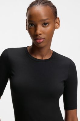 Slim-fit T-shirt in cotton, modal and stretch, Black