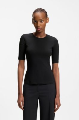 Slim-Fit T-Shirt aus elastischem Baumwoll-Modal-Mix, Schwarz
