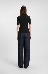 T-shirt slim fit in cotone, modal e tessuto elasticizzato, Nero