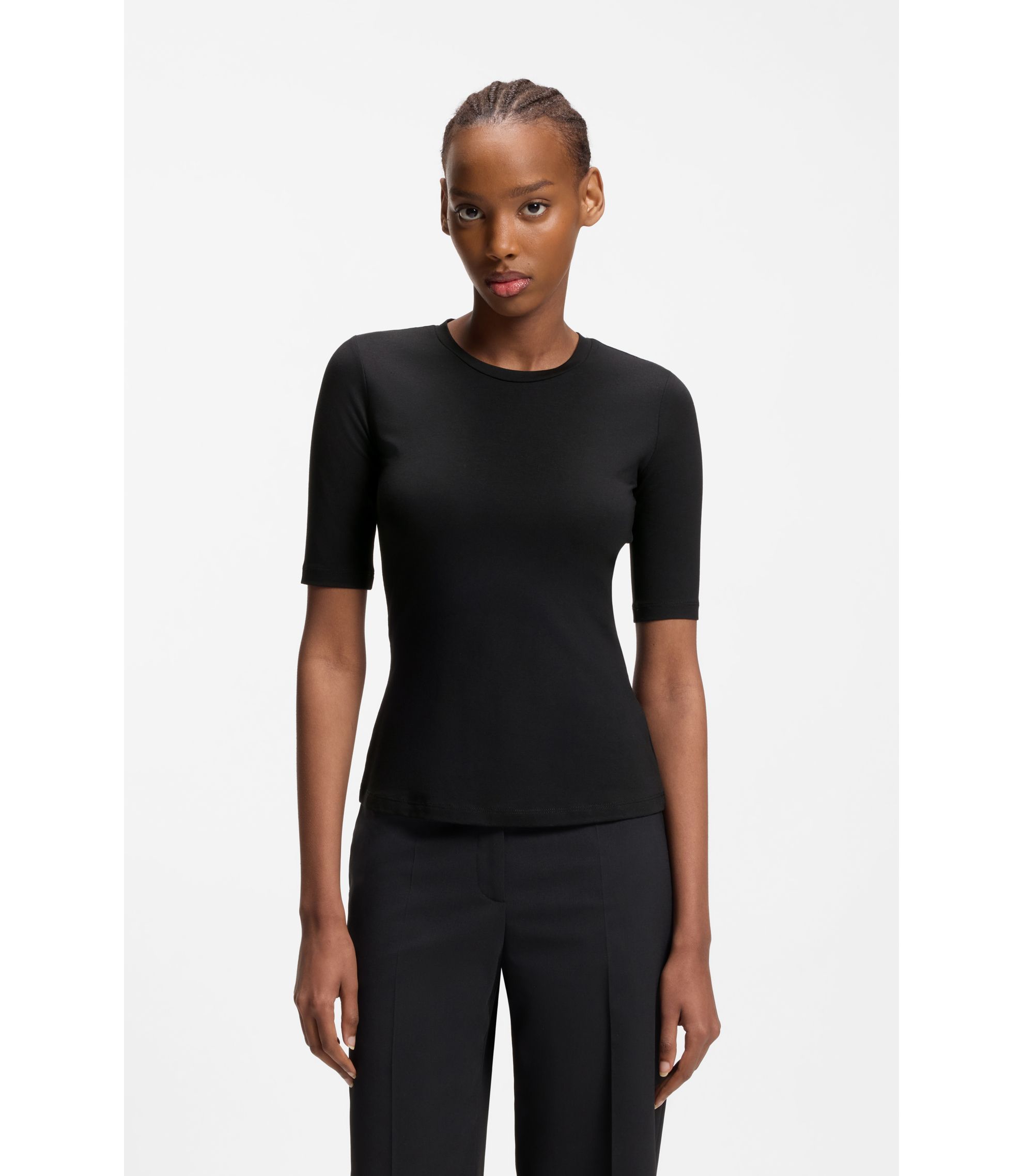 Slim-Fit T-Shirt aus elastischem Baumwoll-Modal-Mix