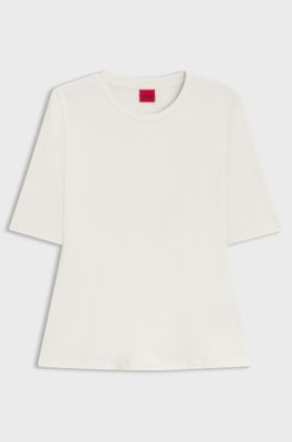 Slim-fit T-shirt in cotton, modal and stretch, Natural