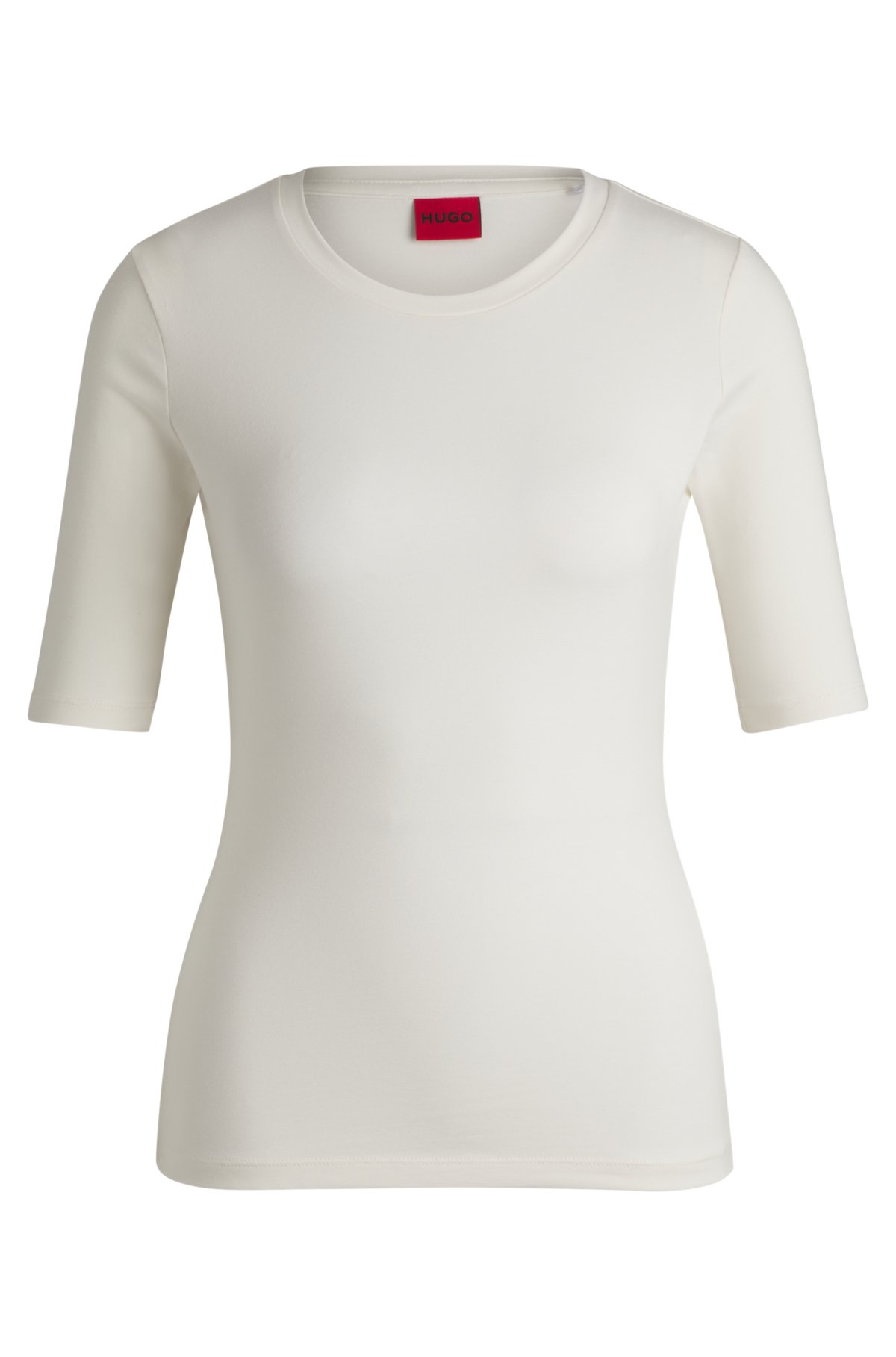 Slim-fit T-shirt in cotton, modal and stretch, White
