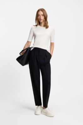 Slim-Fit T-Shirt aus elastischem Baumwoll-Modal-Mix, Wei&szlig;