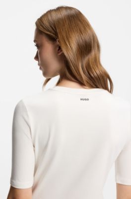 Slim-Fit T-Shirt aus elastischem Baumwoll-Modal-Mix, Wei&szlig;