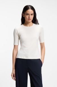 Slim-Fit T-Shirt aus elastischem Baumwoll-Modal-Mix, Wei&szlig;