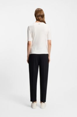 Slim-Fit T-Shirt aus elastischem Baumwoll-Modal-Mix, Wei&szlig;