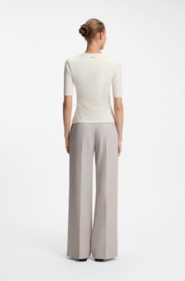 Slim-fit T-shirt in cotton, modal and stretch, Natural