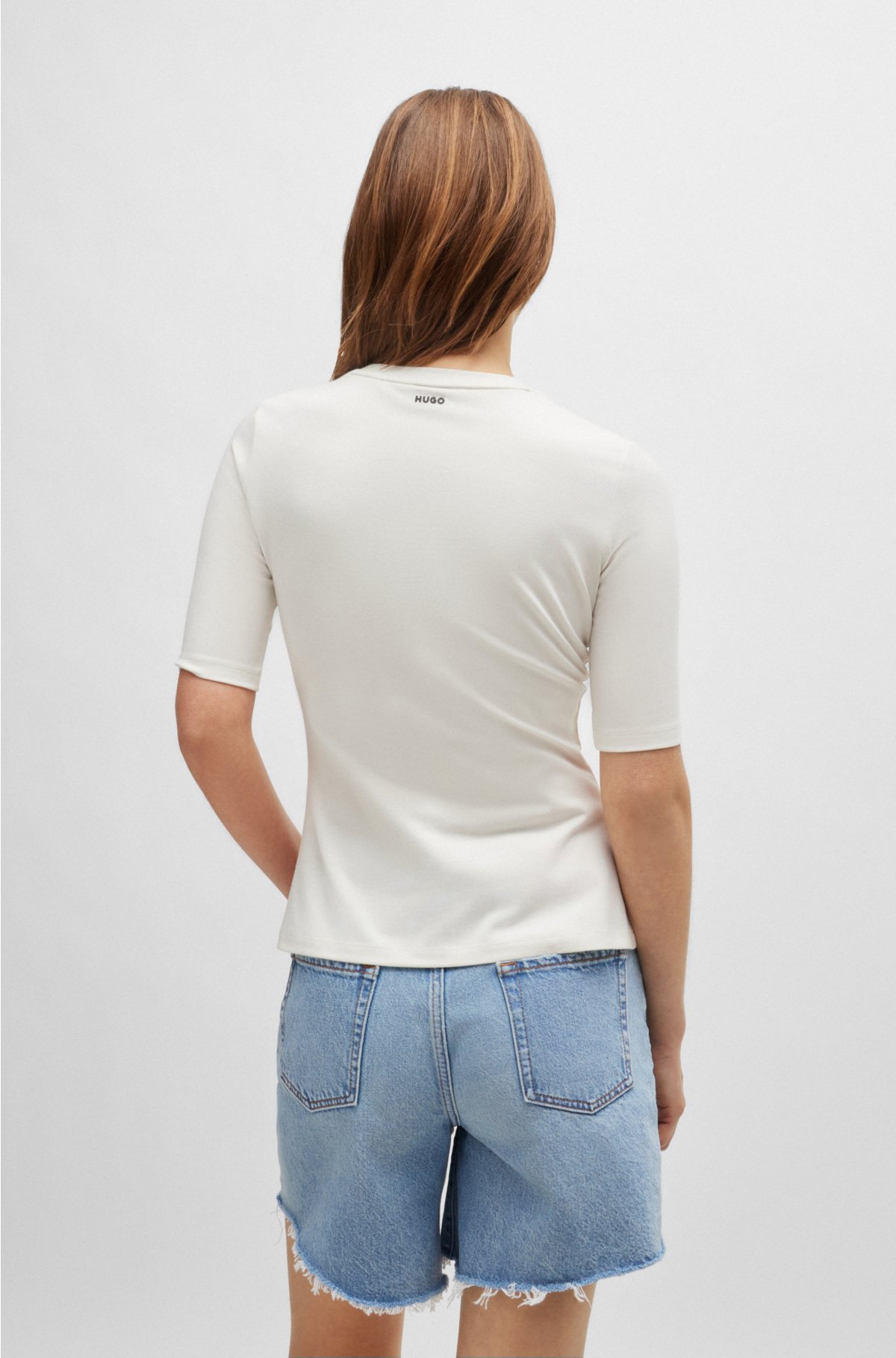 Slim-fit T-shirt in cotton, modal and stretch, White
