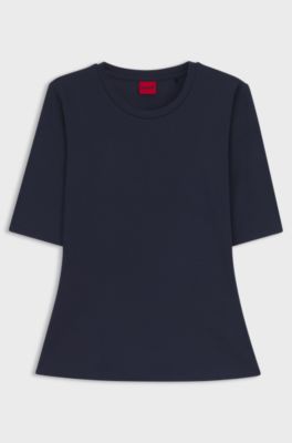 Slim-fit T-shirt in cotton, modal and stretch, Dark Blue