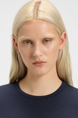 Slim-fit T-shirt in cotton, modal and stretch, Dark Blue