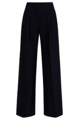 Regular-fit pleated trousers with extra-long length, Dark Blue