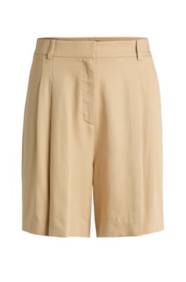 HUGO - Relaxed-fit shorts with wide leg and front pleat