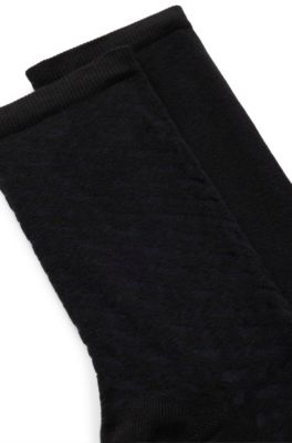 Two-pack of regular-length socks in stretch cotton, Black