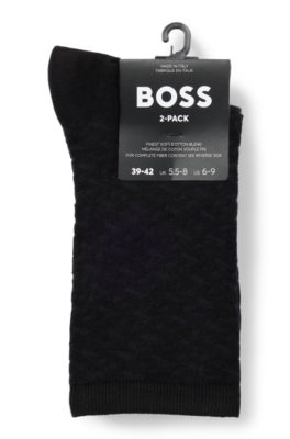 Two-pack of regular-length socks in stretch cotton, Black