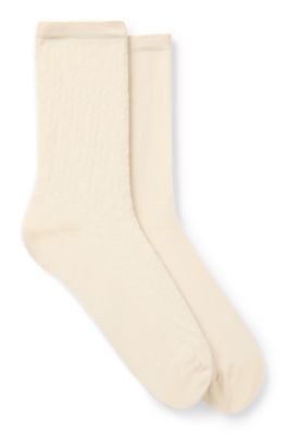 Two-pack of regular-length socks in stretch cotton, Natural