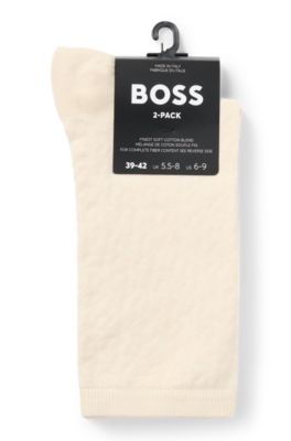 Two-pack of regular-length socks in stretch cotton, Natural