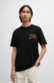 Cotton-jersey regular-fit T-shirt with sporty logo, Black