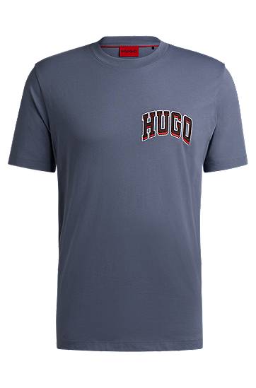Cotton-jersey regular-fit T-shirt with sporty logo, Hugo boss