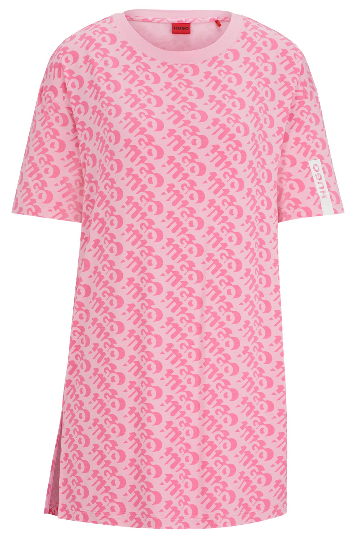 HUGO - Relaxed-Fit Nachthemd mit durchgehendem Logo-Print