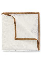 Piqué-woven pocket square in pure silk, Light Yellow